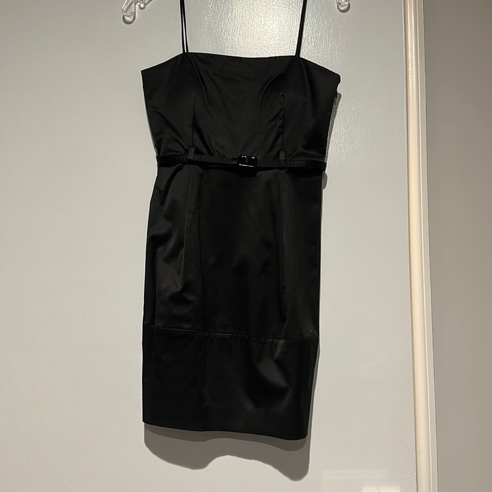 Theory Black Satin Dress with Belt